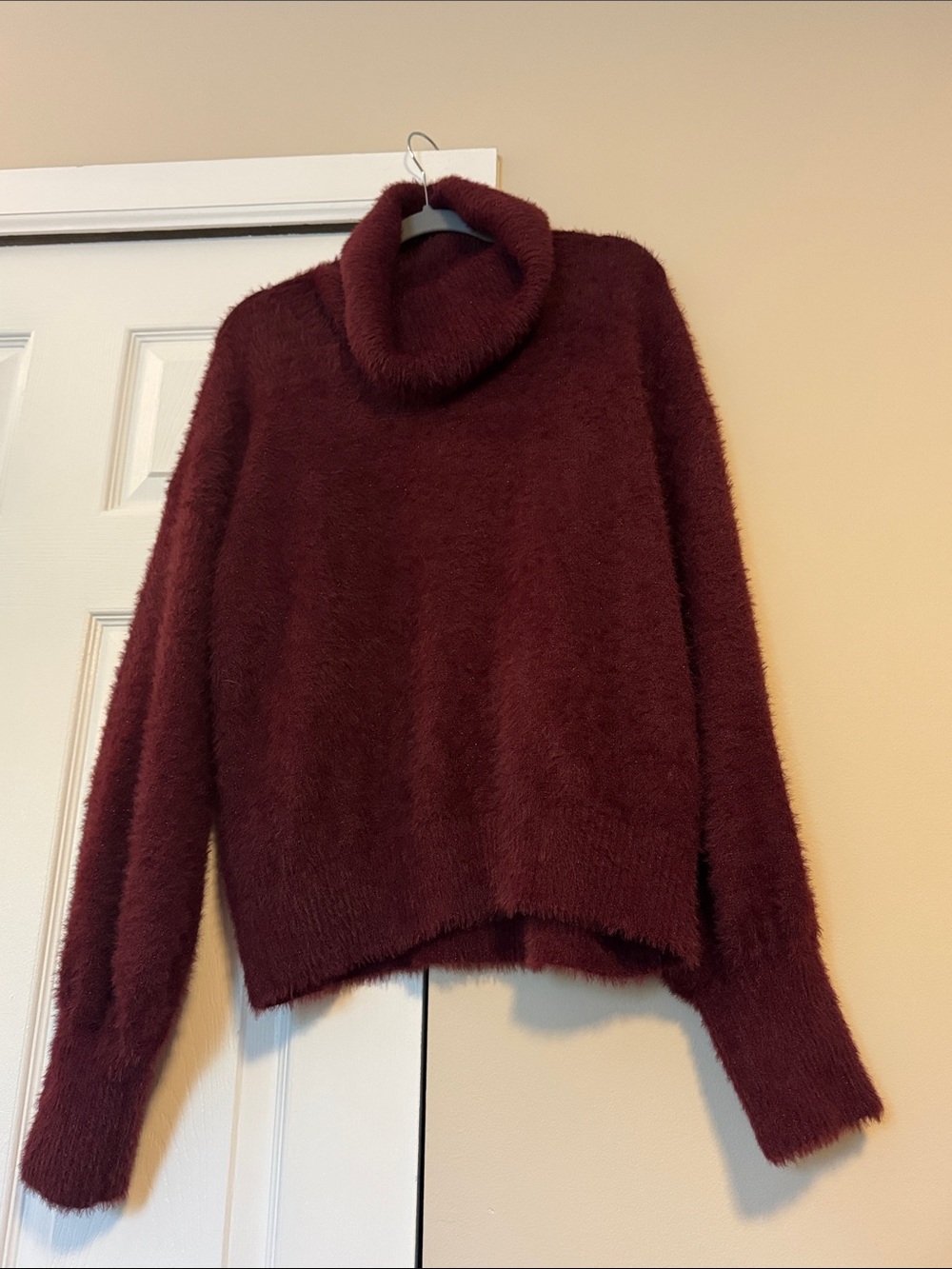 Nine West Burgundy Plush Turtleneck Sweater